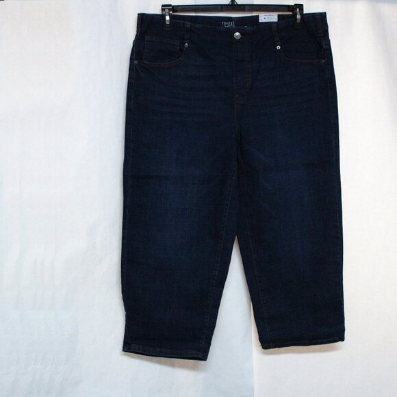 Time and Tru XL 16-18 Dark Wash Pull On Denim Blue Jean Capri Pants - Picture 1 of 8